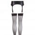 NOXQSE Wet Look Suspender Belt And Stockings