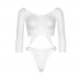 Leg Avenue Top Bodysuit with Thong White UK 8 to 14