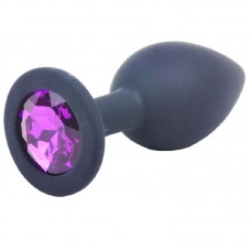 Small Black Jewelled Silicone Butt Plug