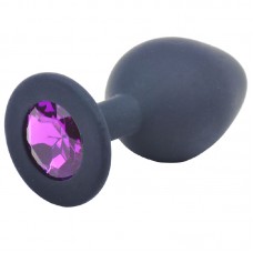 Medium Black Jewelled Silicone Butt Plug